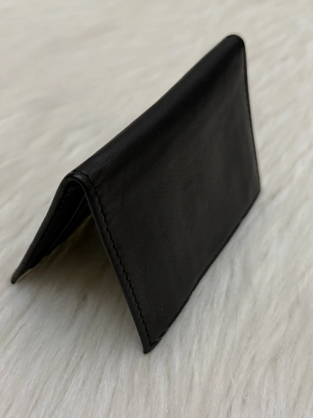 LUCCHESE - BLACK SOFT CALFSKIN LEATHER BIFOLD CARDHOLDER WALLET